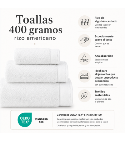 TOALLA RIZO AMERICANO 400 grs