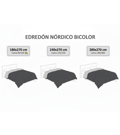 Edredón nórdico de 400 g reversible (bicolor)