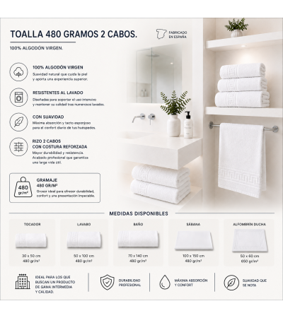 TOALHAS 100% ALGODÃO 480 grs - 2 CABOS