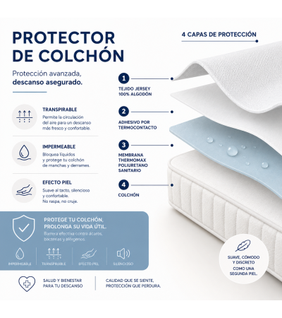 Protector  algodón jersey impermeable y transpirable
