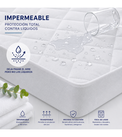 Protector acolchado impermeable y transpirable