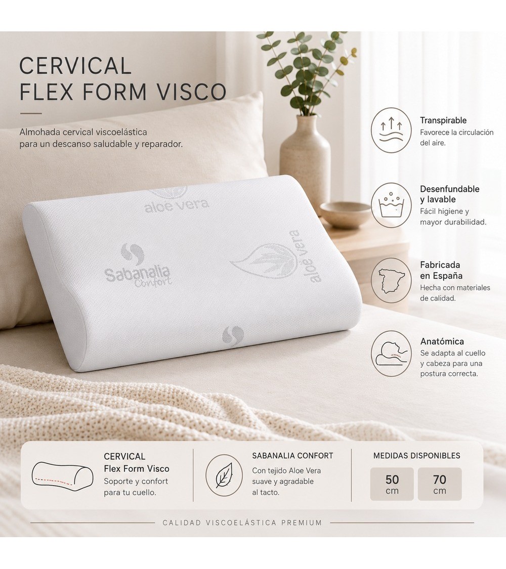 ALMOHADA CERVICAL VISCOELASTICA ALOE VERA