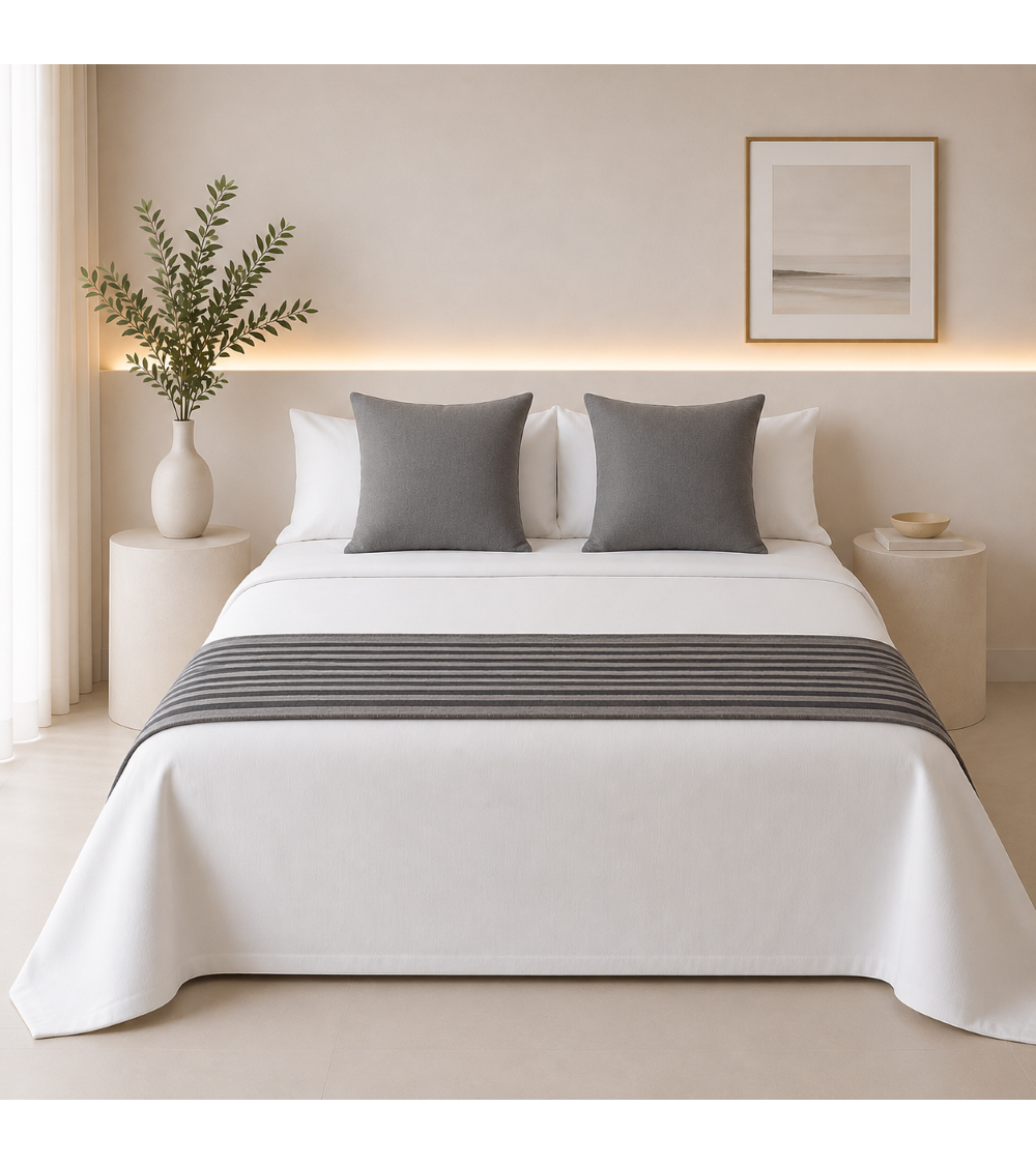 PIES DE CAMA - COLCHAS CHENILLA DOVER RAYAS