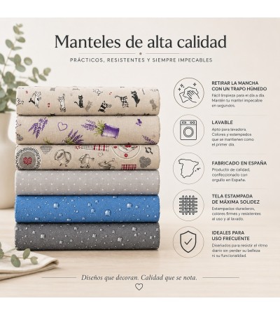 Mantel de tela antimanchas Cats