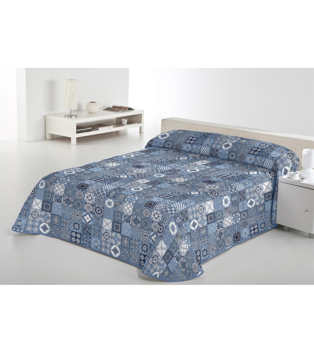 Colcha estampada Rustik Azul
